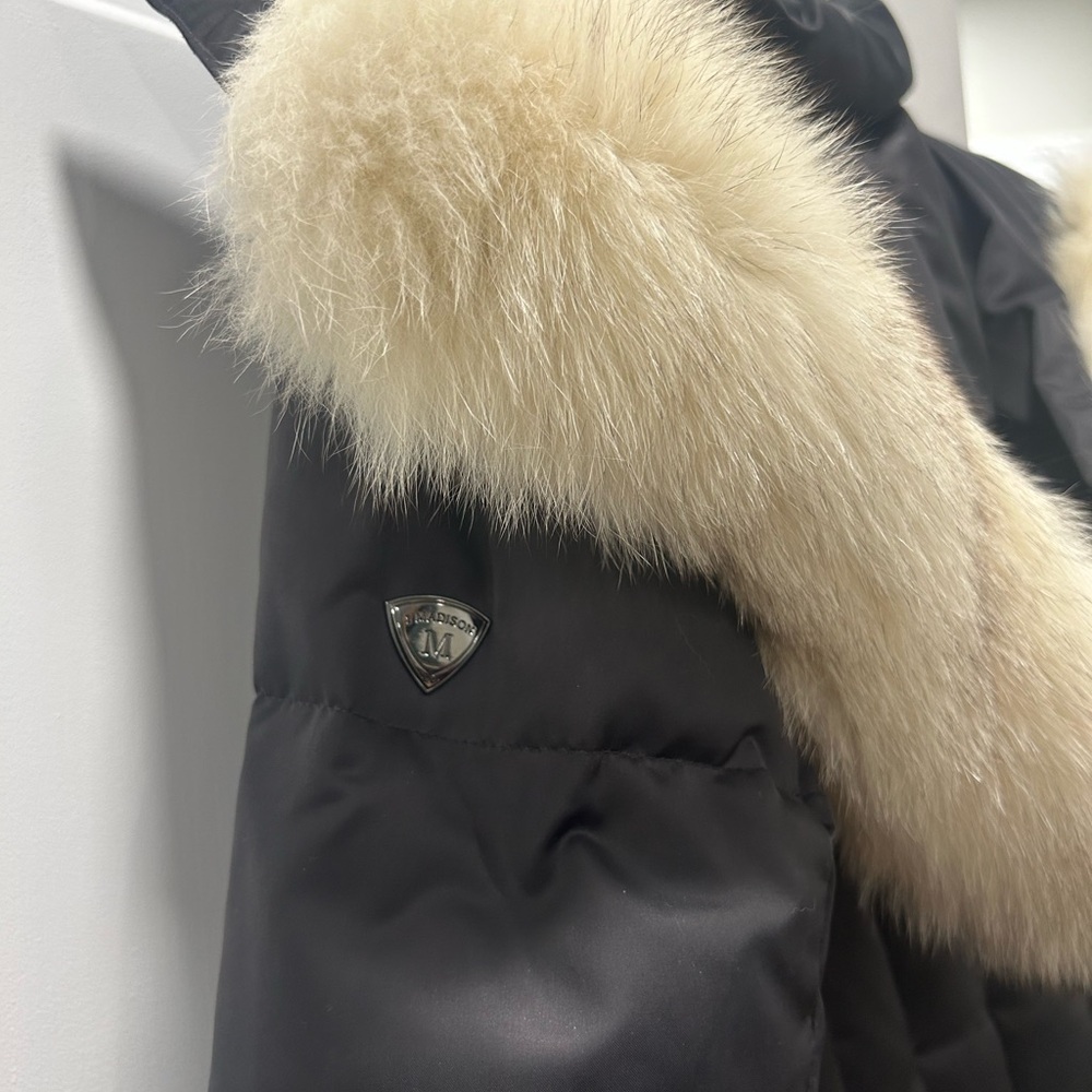 Madison Charcoal Puffer Coat with Faux Fur Trim - Picture 10 of 12